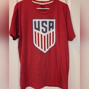 HOMAGE  USA Shield T-Shirt Large Red Tri-Blend Graphic Tee Soft